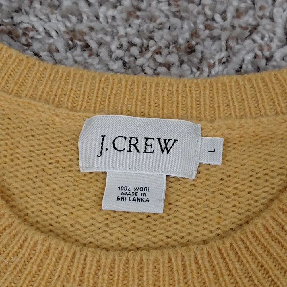Vintage J Crew Wool Sweater Mens Large Yellow Crew Neck Single Stripe Y2K Preppy